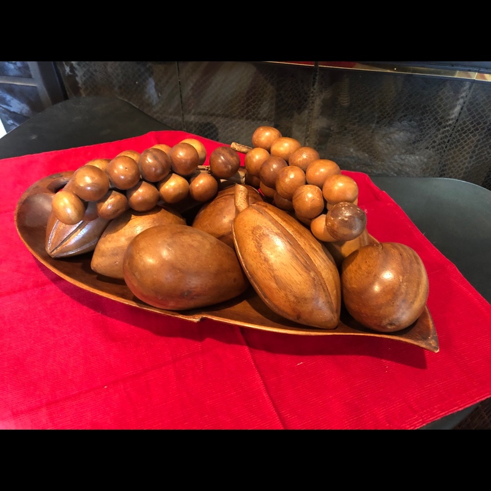 Vintage Handcrafted Wooden Fruit Bowl